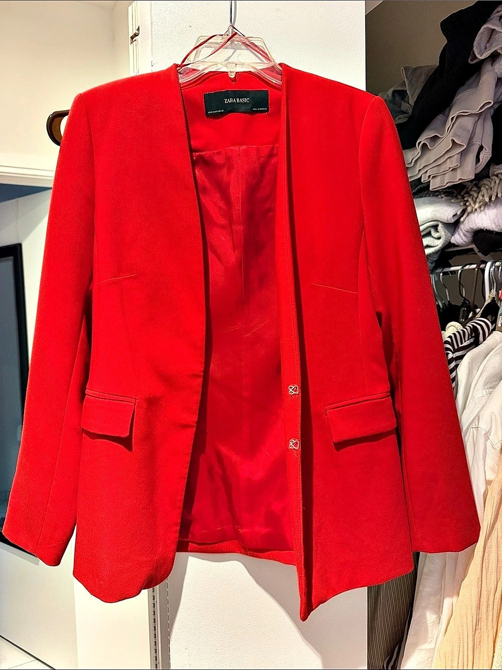Zara Basic Red Blazer Size Medium Like New
